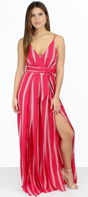 San Tropez Palazzo Red Stripes Jumpsuit