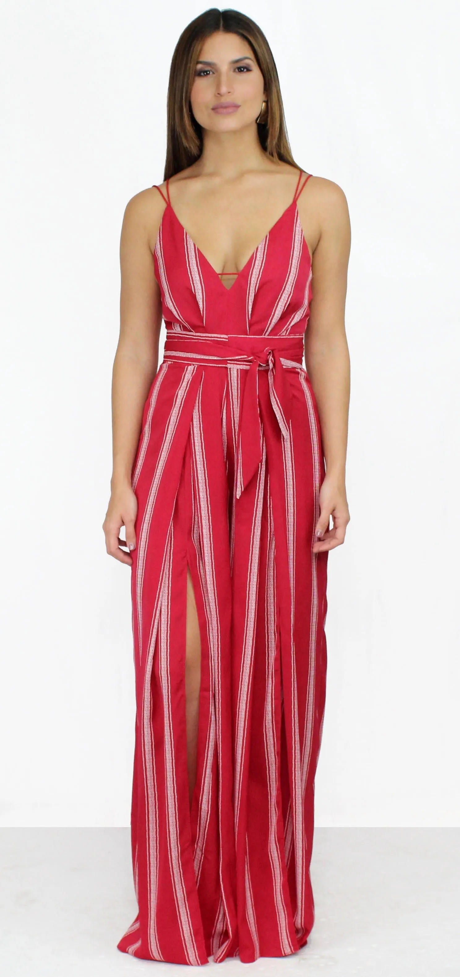 San Tropez Palazzo Red Stripes Jumpsuit