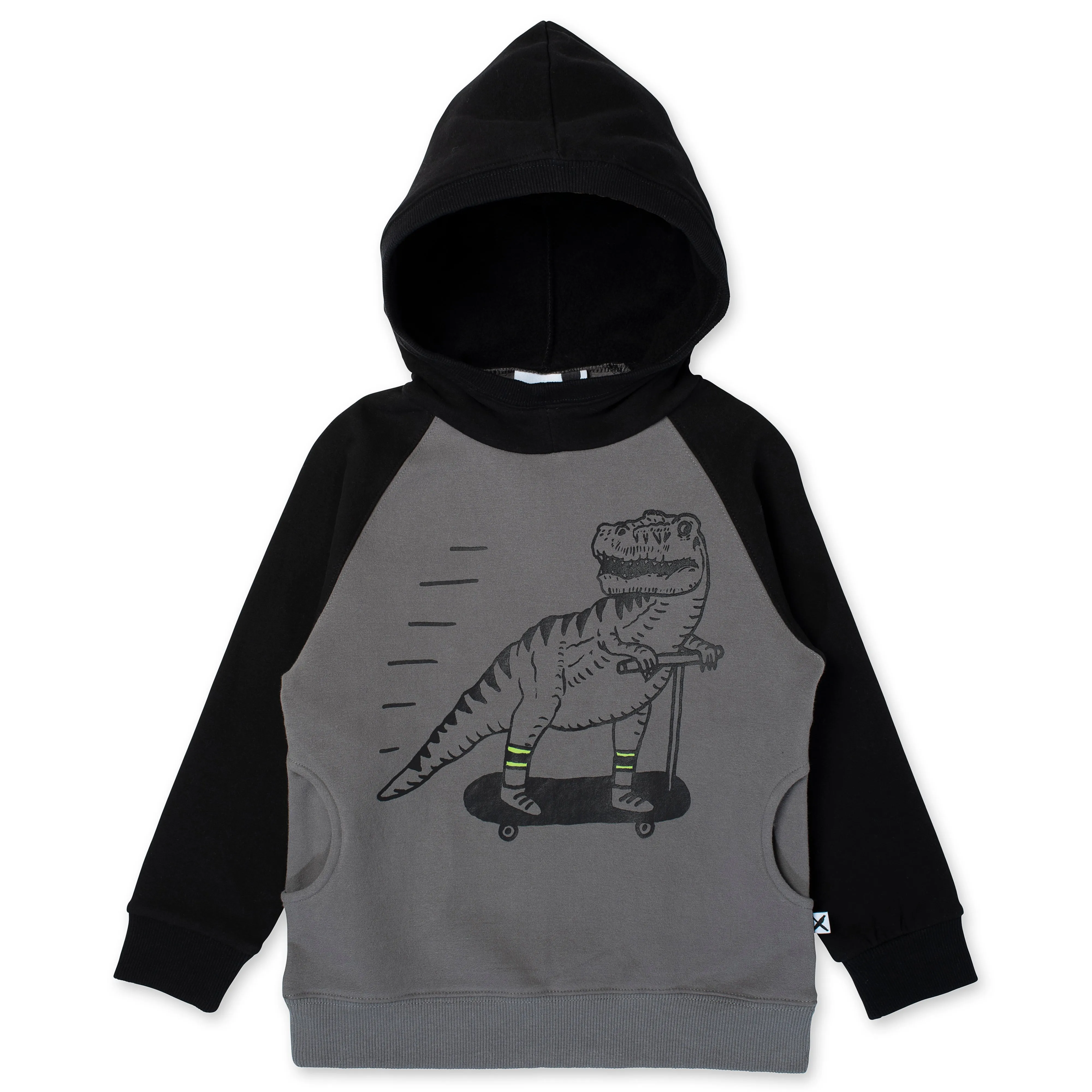 Scooting Dino Furry Hood - Dark Grey/Black