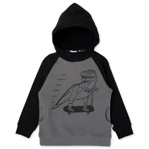 Scooting Dino Furry Hood - Dark Grey/Black