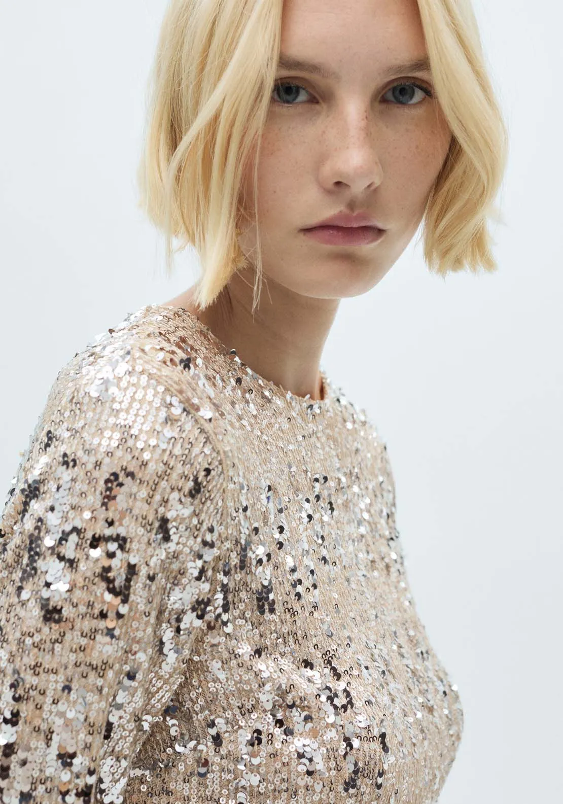 Sequin shoulder pads dress - Grey