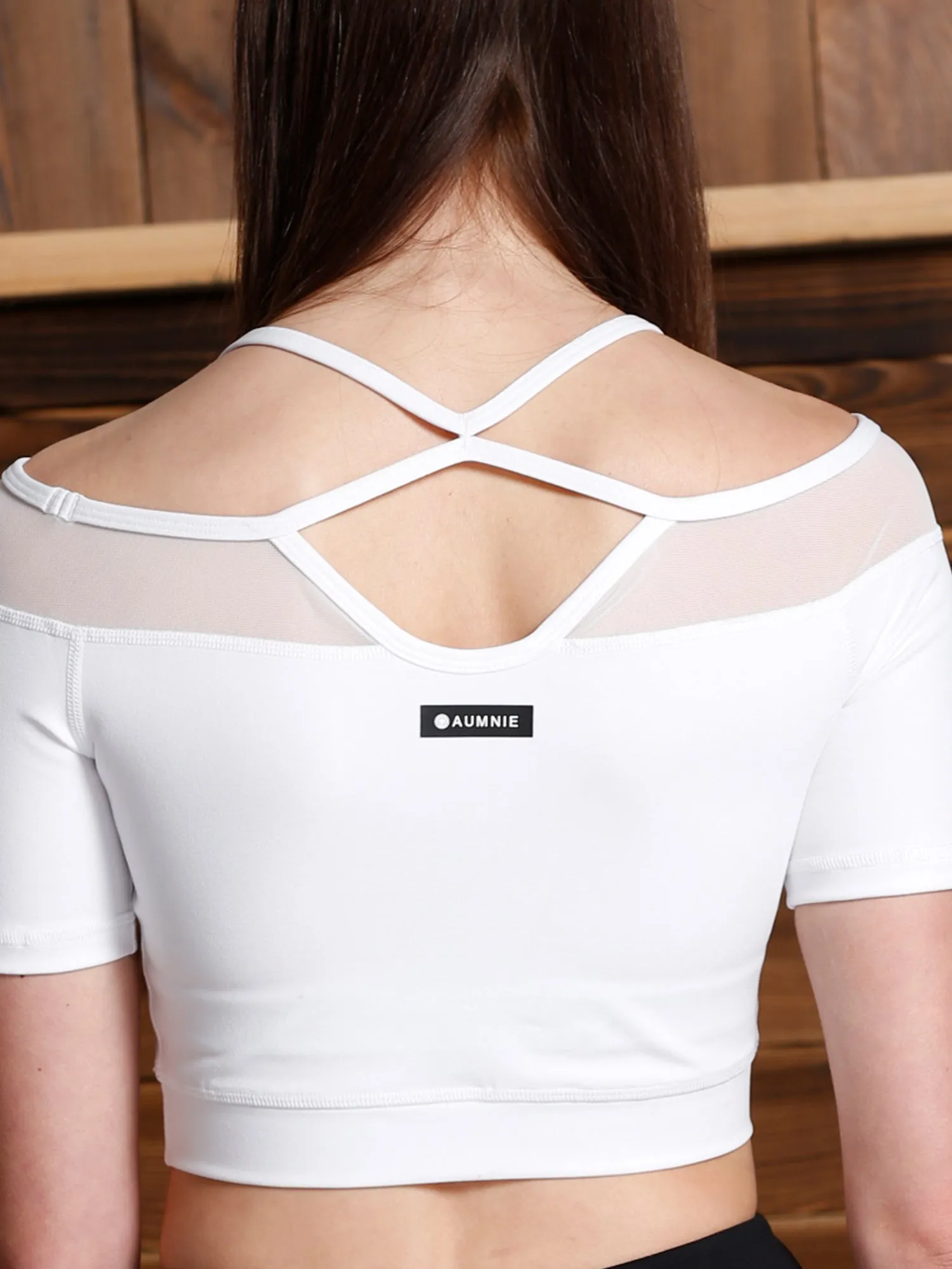 SHAKTI CROPPED TEE, WHITE/WHITE MESH
