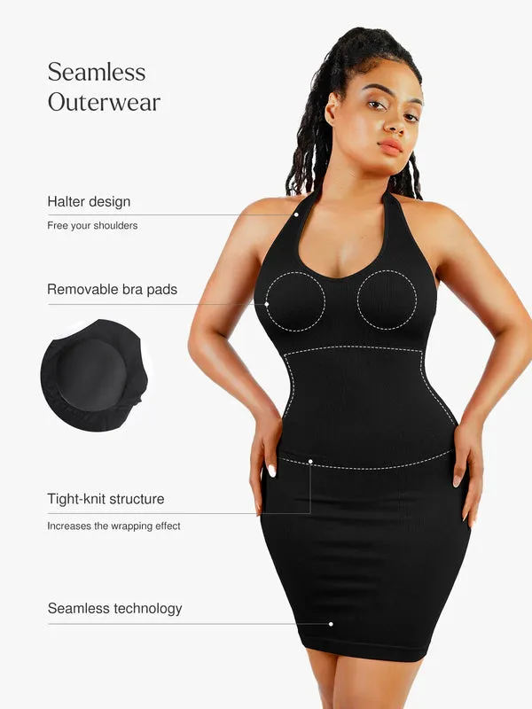 Shapewear Seamless Halter Neck Deep U Mini Dress