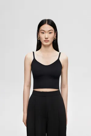 Shelf Bra Cropped Cami Top in Black