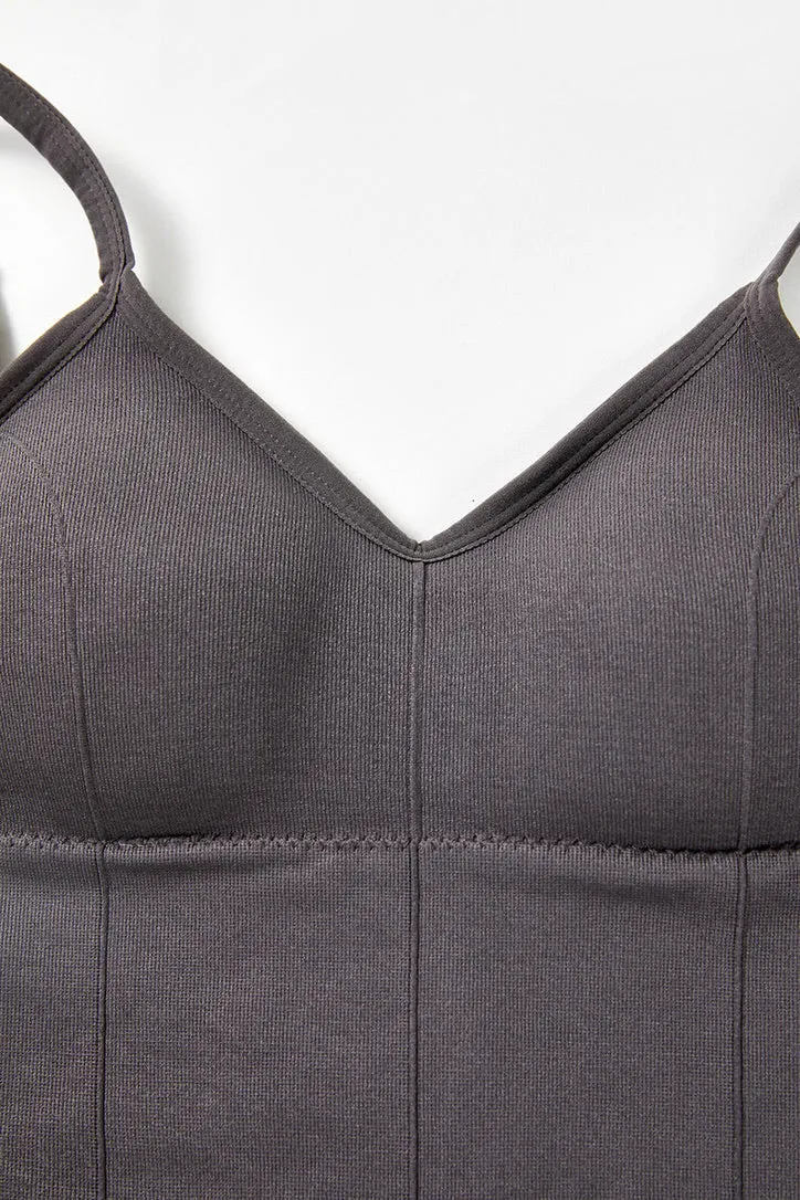 Shelf Bra Cropped Cami Top in Black