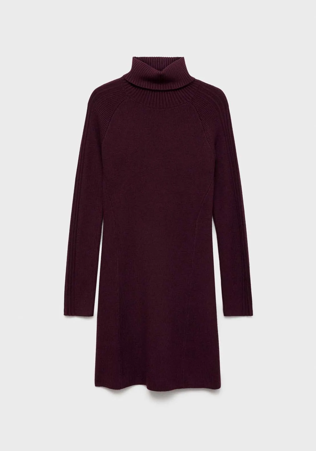 Short turtleneck knitted dress - Dark Red