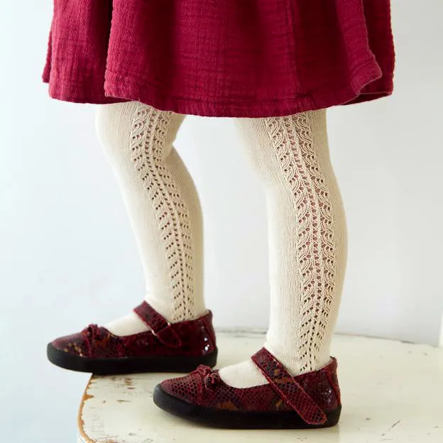 Side Crochet Tights, Linen