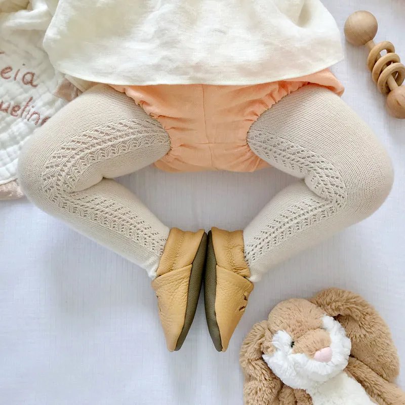 Side Crochet Tights, Linen