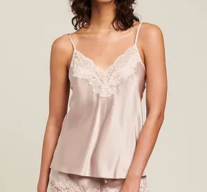 Silk Cami With Lace - Shadow Grey/Rosewater