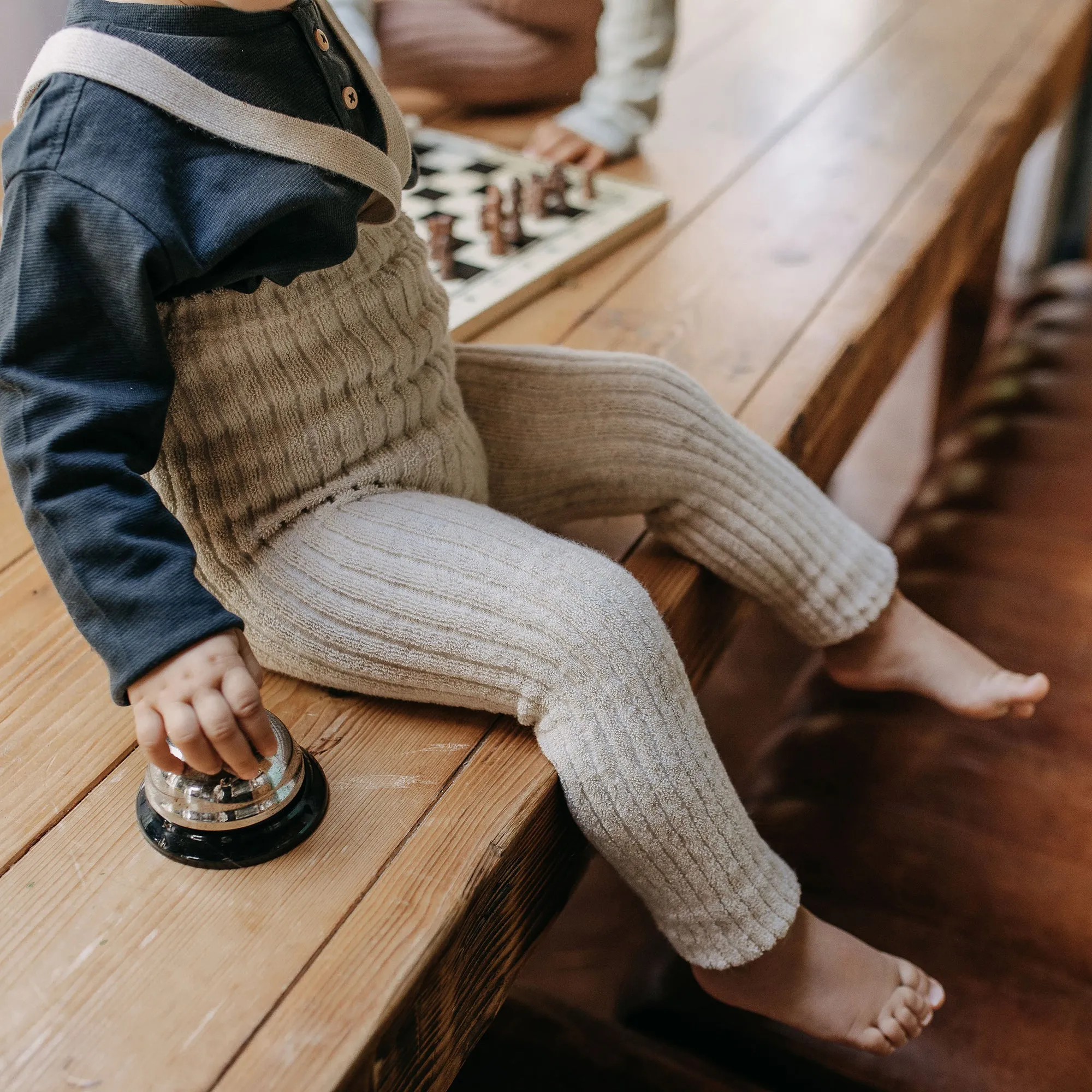 Silly Silas Footless Granny Teddy Tights with Braces - Cream Blend