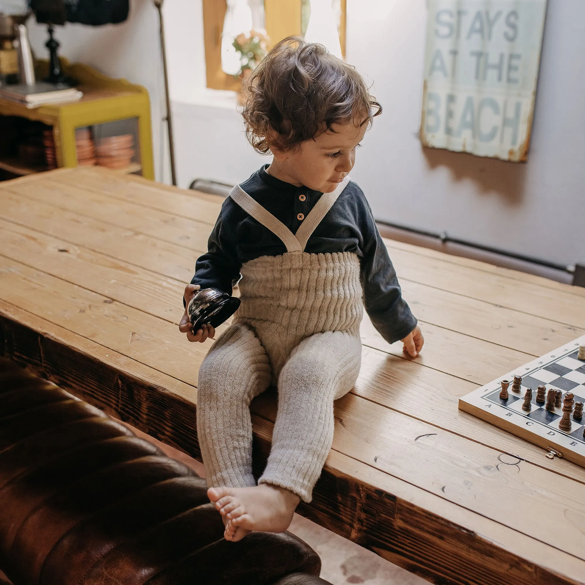 Silly Silas Footless Granny Teddy Tights with Braces - Cream Blend