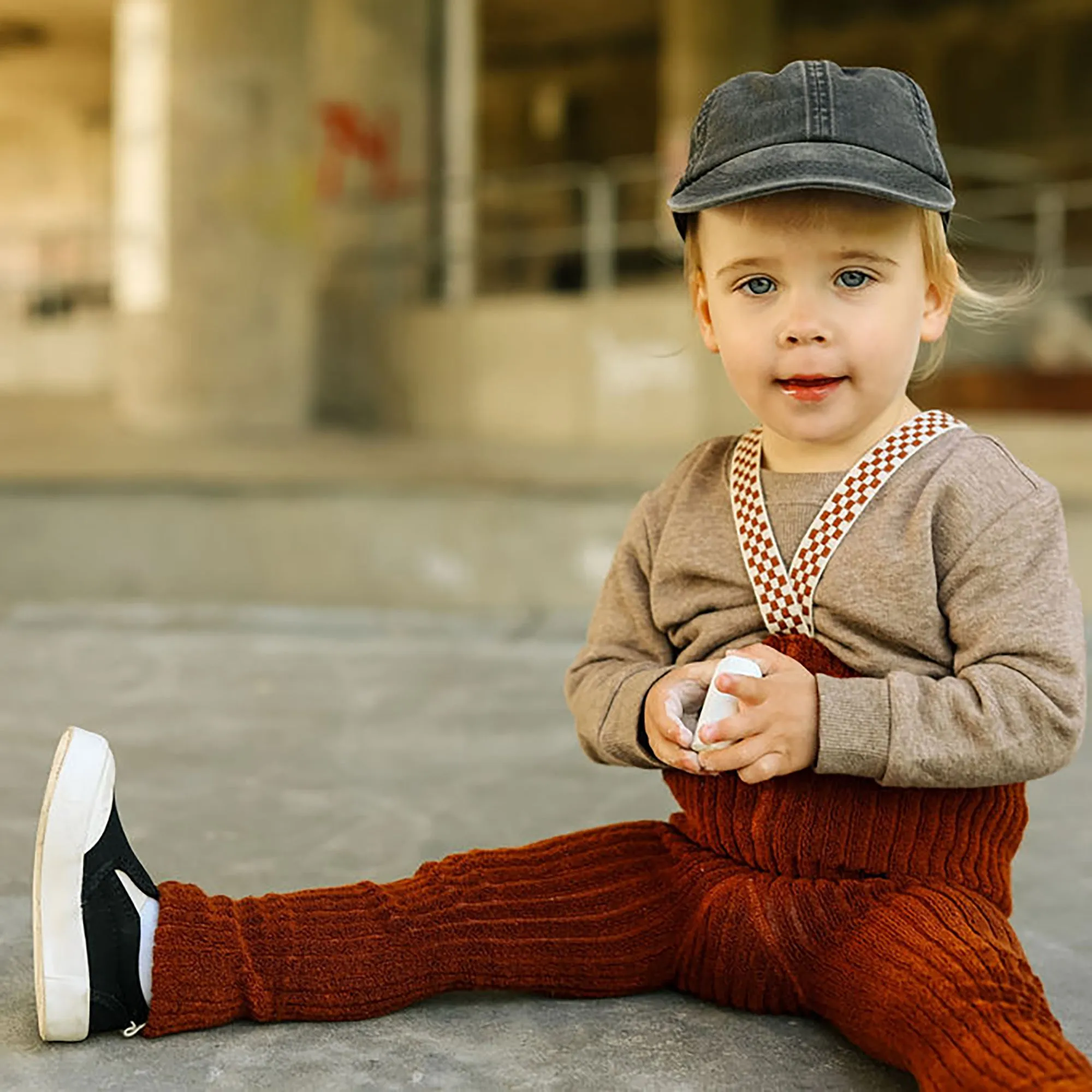 Silly Silas Footless Granny Teddy Tights with *Chekered* Braces - Cinnamon *Checked*