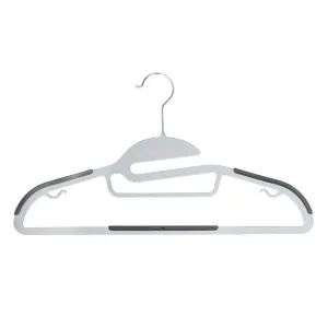 Simplify 8 Pack S-Shape Non Slip Plastic Hanger with Tie Bar in White