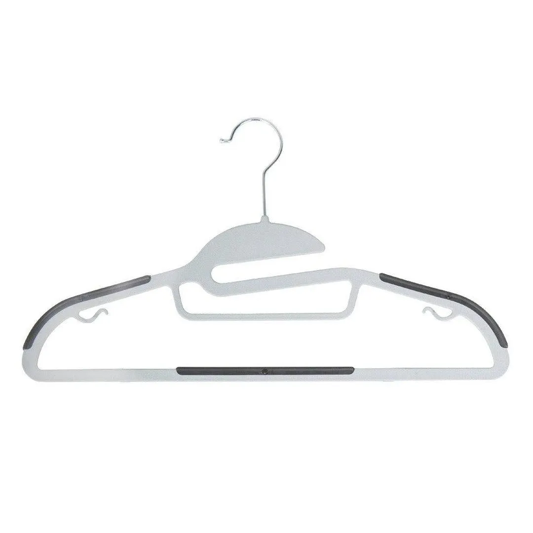 Simplify 8 Pack S-Shape Non Slip Plastic Hanger with Tie Bar in White