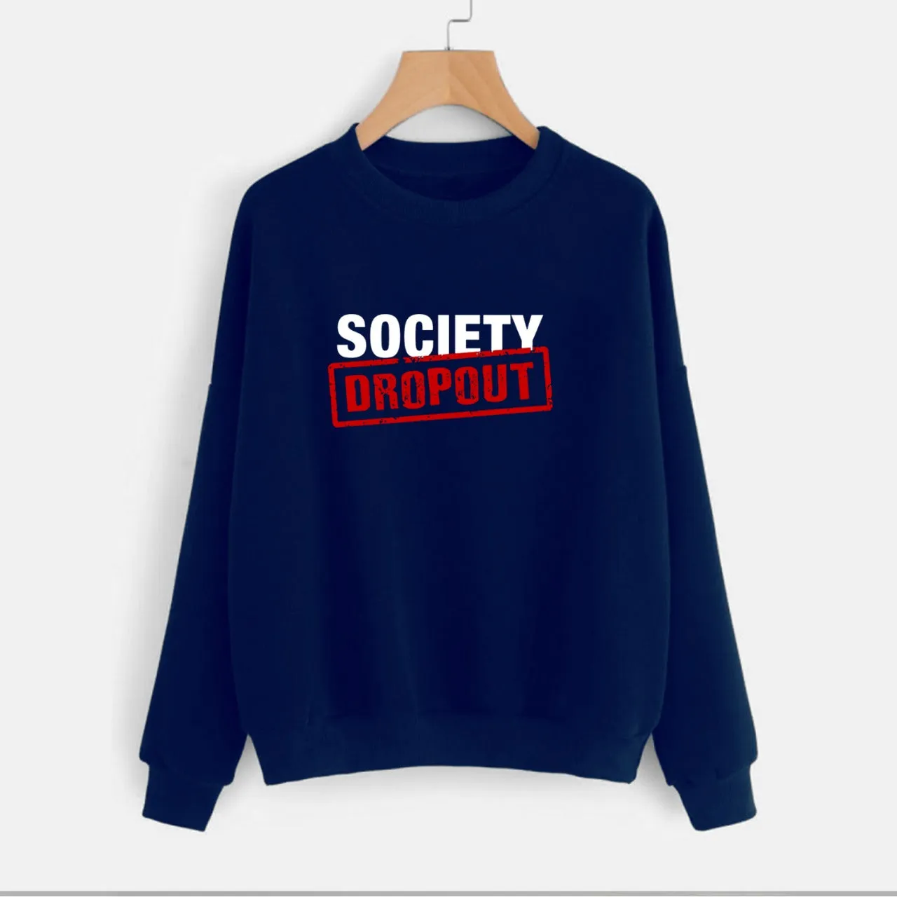 Society Dropout Fleece Full Sleeves Pull Over Sweatshirt For Women