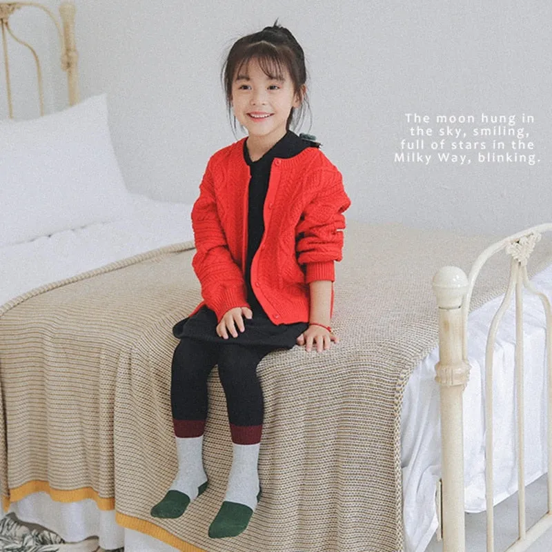 Soft Cotton Girls Two-Tone Colored Tights