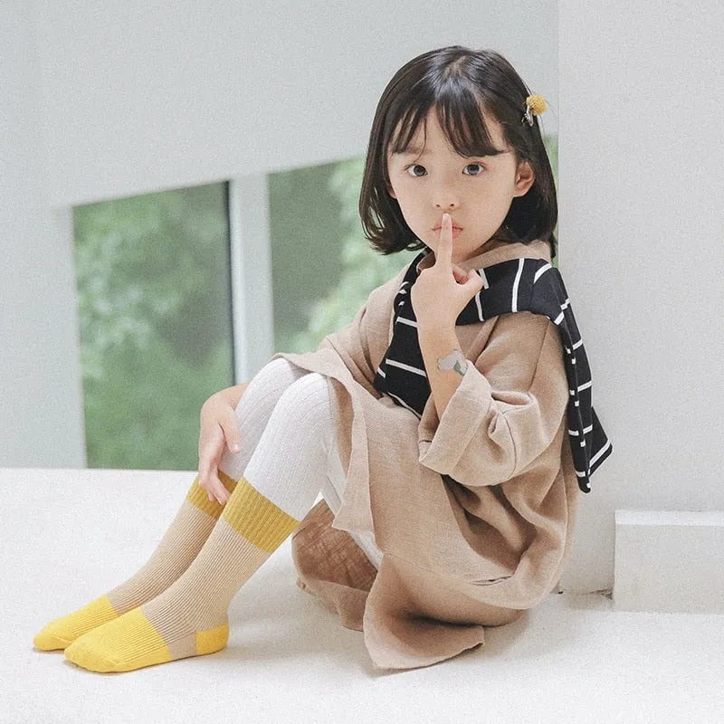Soft Cotton Girls Two-Tone Colored Tights
