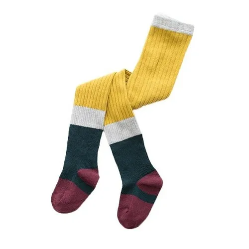 Soft Cotton Girls Two-Tone Colored Tights