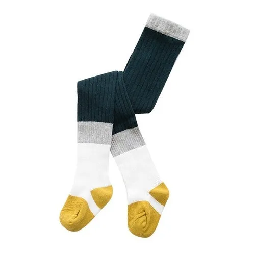 Soft Cotton Girls Two-Tone Colored Tights