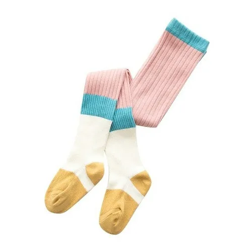 Soft Cotton Girls Two-Tone Colored Tights