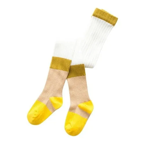 Soft Cotton Girls Two-Tone Colored Tights