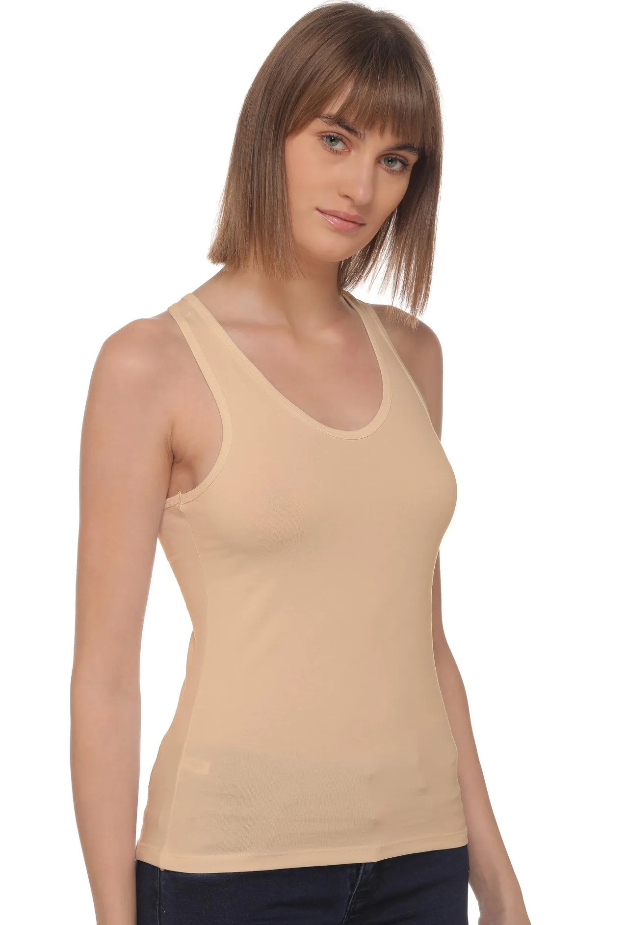 Sona 8008 Beige Racer Back for Gym Workout, Exercise, Yoga Camisole