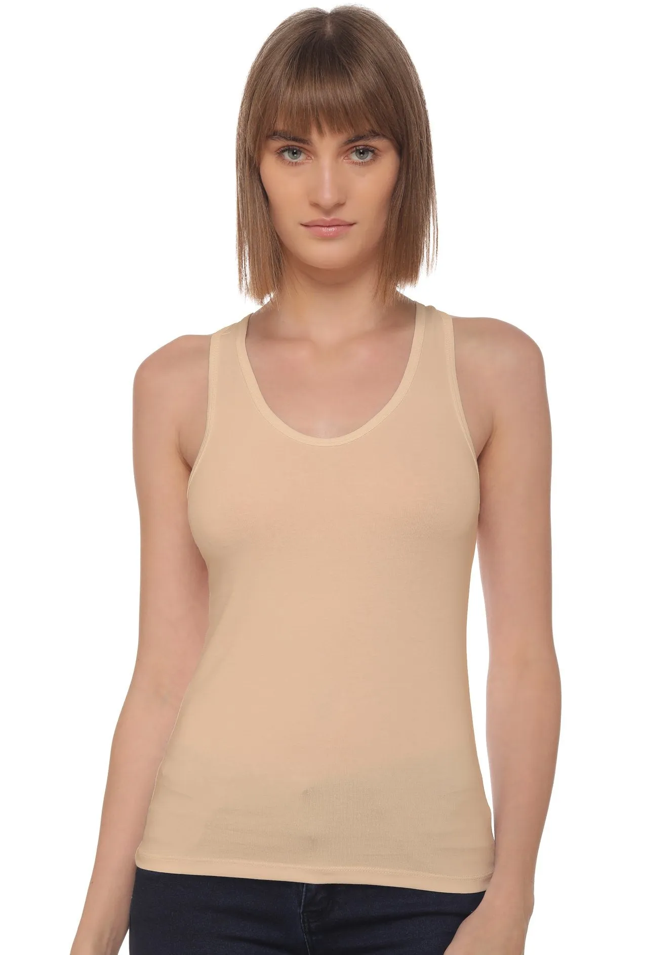 Sona 8008 Beige Racer Back for Gym Workout, Exercise, Yoga Camisole