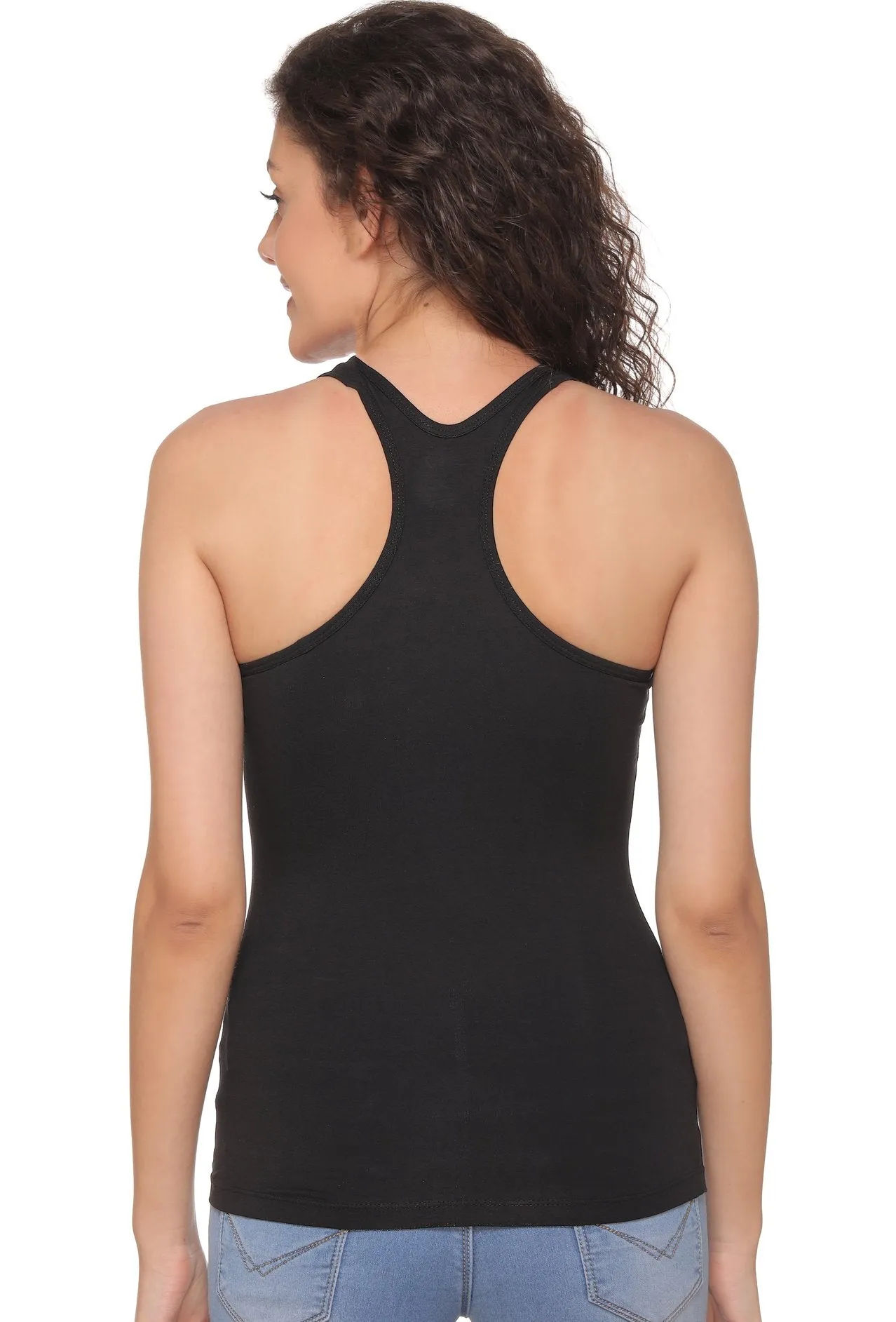 Sona 8008 Black Camisole Racer Back for Gym Workout, Exercise, Yoga etc