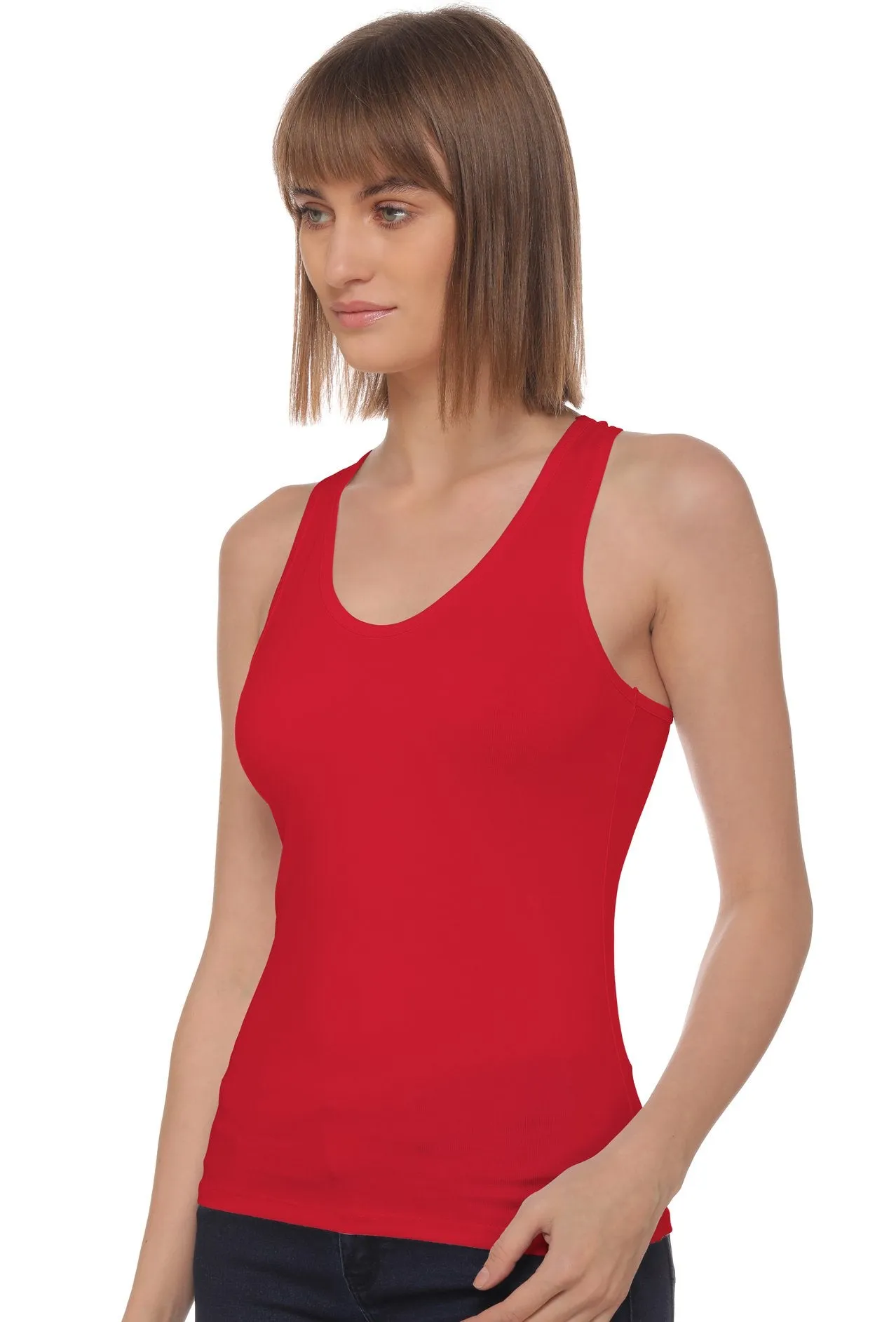 Sona 8008 Red Racer Back Sports Camisole for Gym Workout, Exercise, Yoga etc
