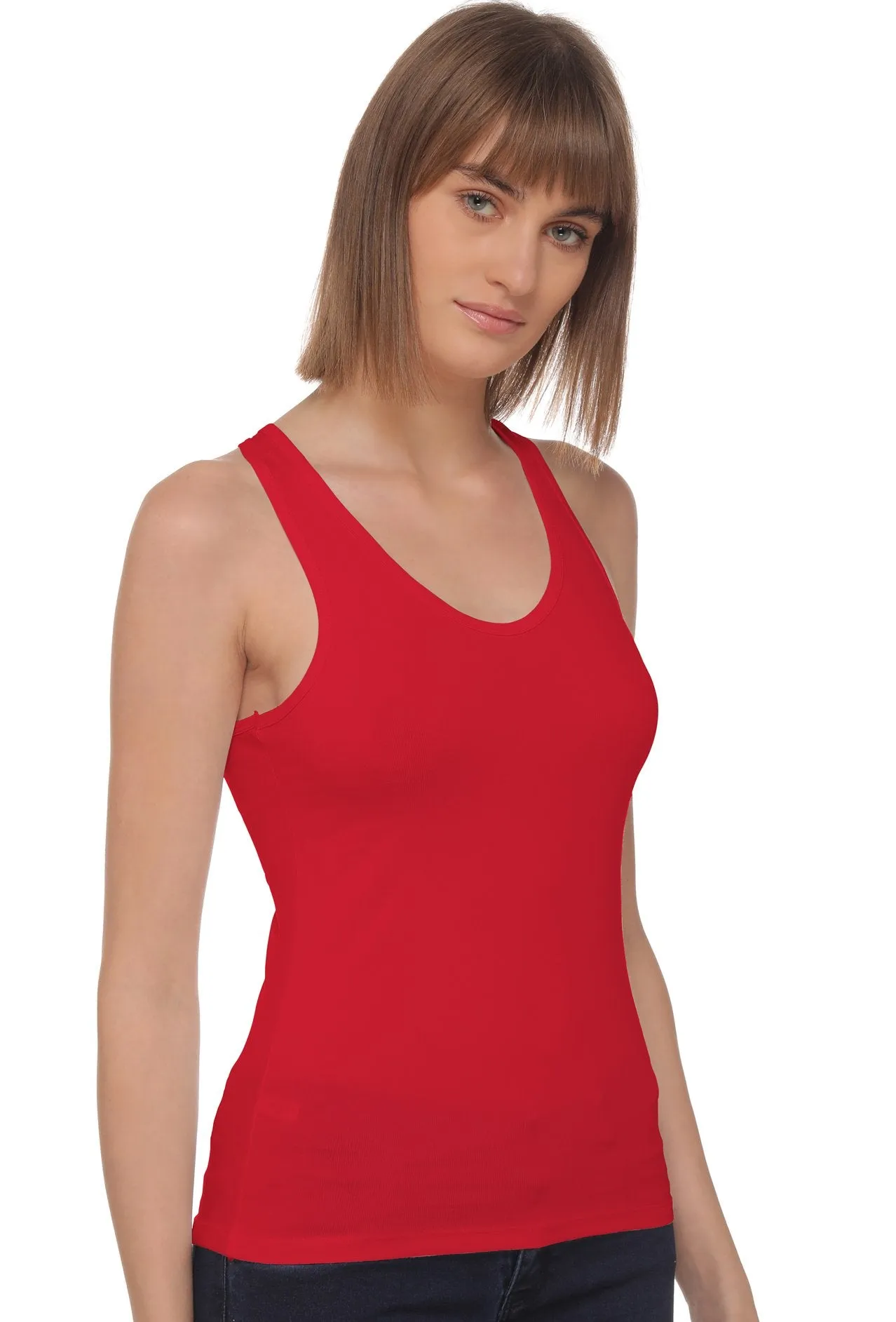 Sona 8008 Red Racer Back Sports Camisole for Gym Workout, Exercise, Yoga etc