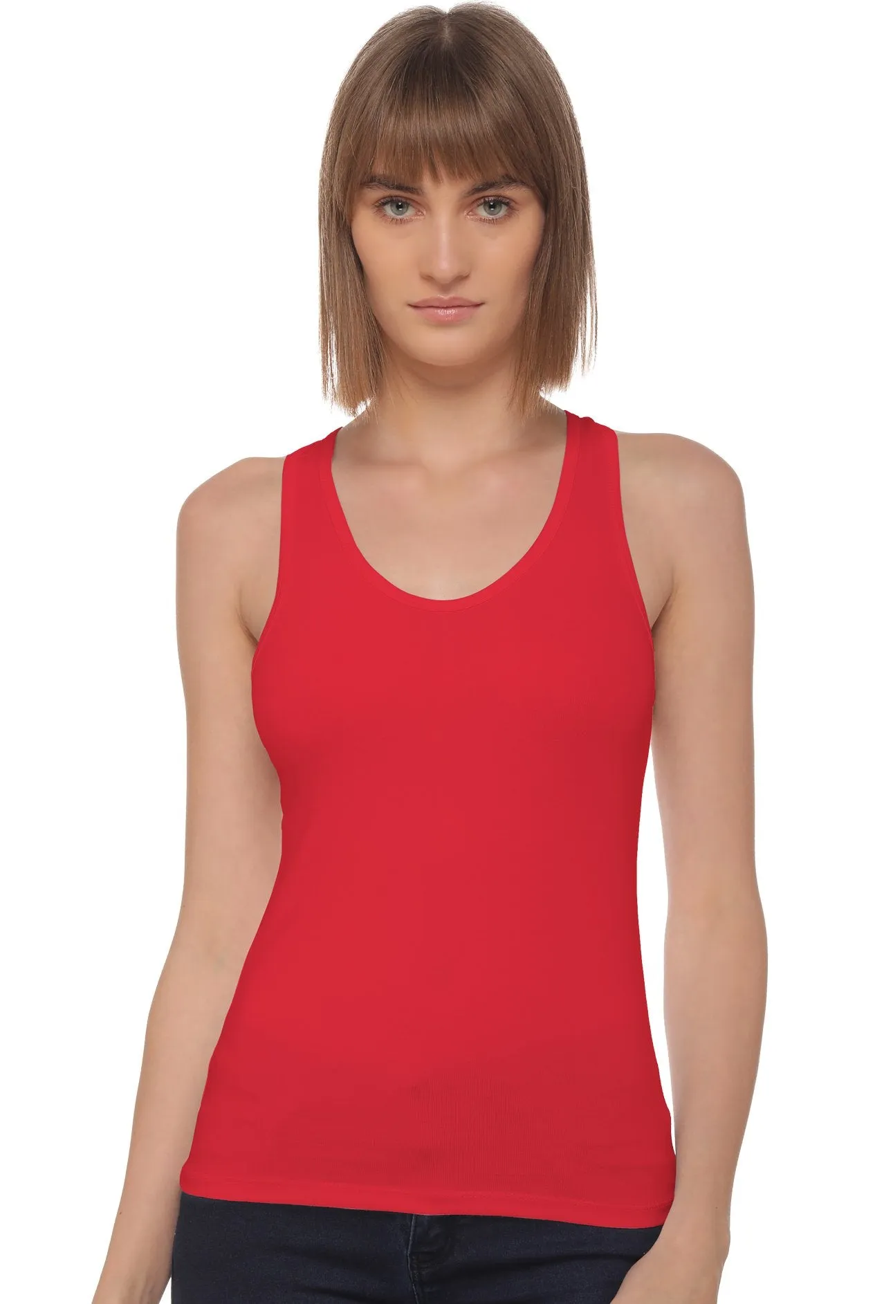 Sona 8008 Red Racer Back Sports Camisole for Gym Workout, Exercise, Yoga etc
