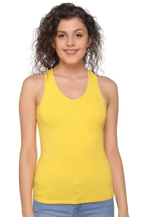 Sona 8008 Yellow Racer Back Sports Camisole for Gym Workout, Exercise, Yoga etc