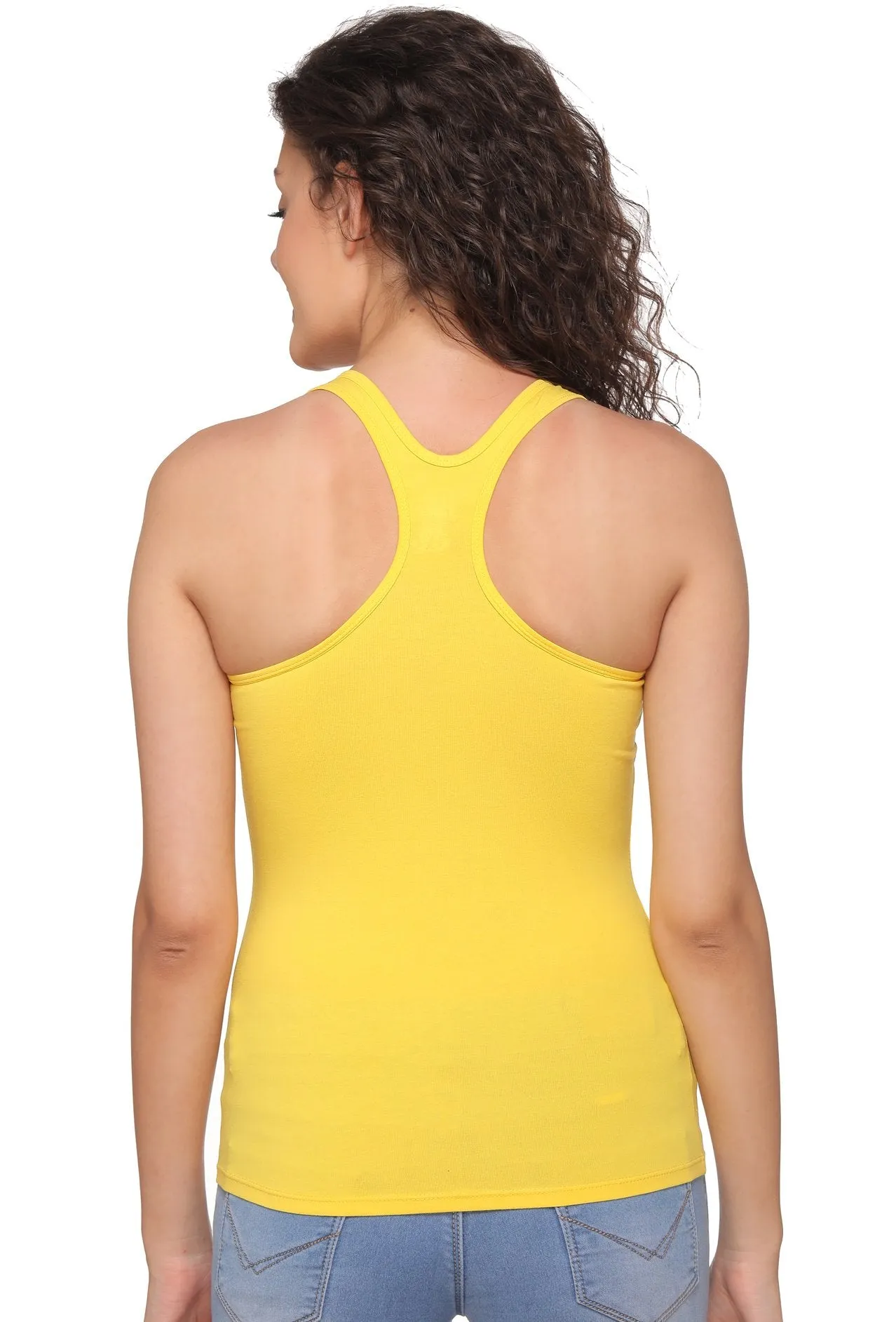 Sona 8008 Yellow Racer Back Sports Camisole for Gym Workout, Exercise, Yoga etc