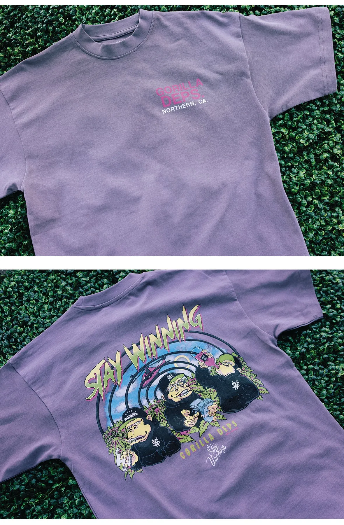 Stay Winning Gorilla Deps Purple Tee