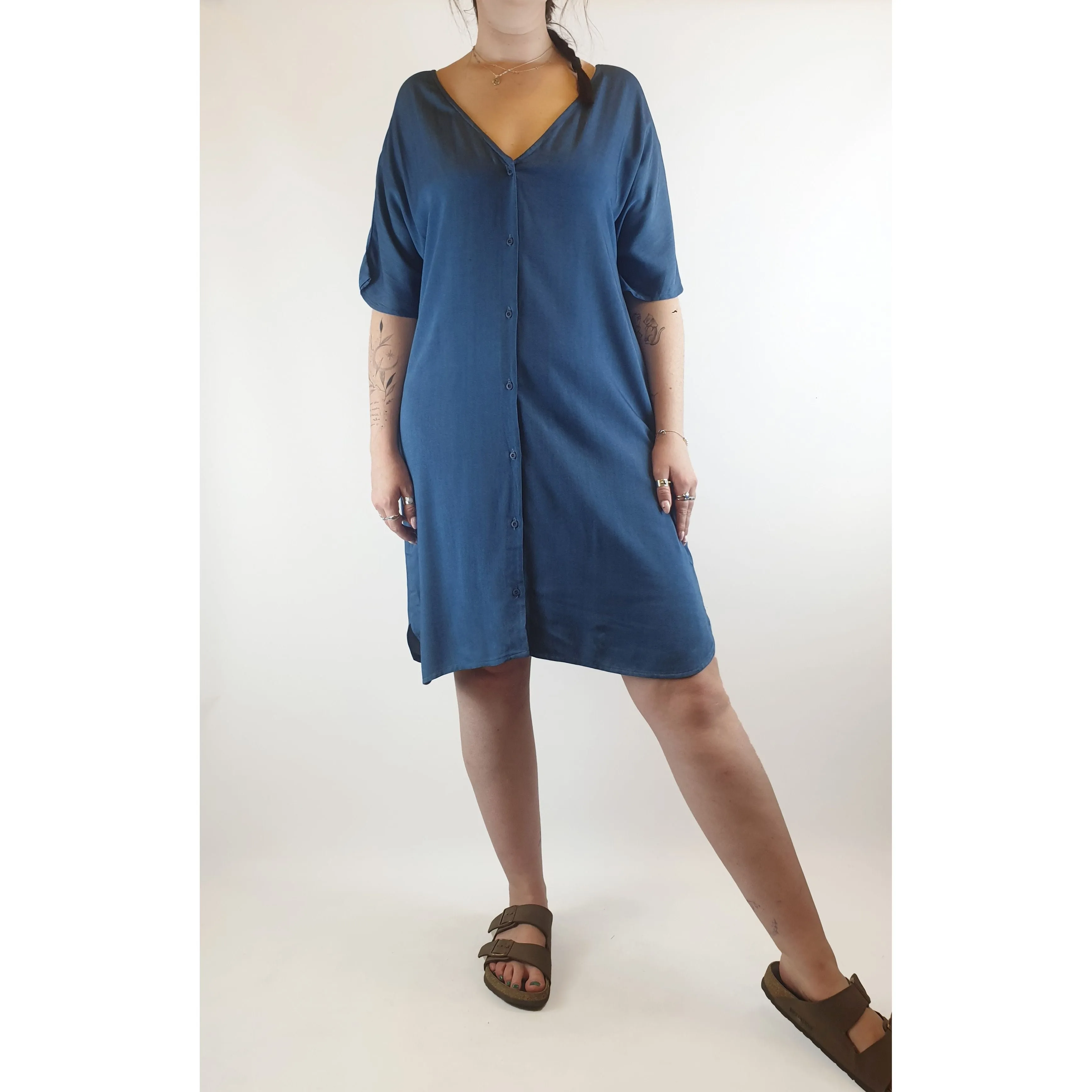 Sunday Morning denim look half sleeve oversize fit dress size M (best fits size 12)