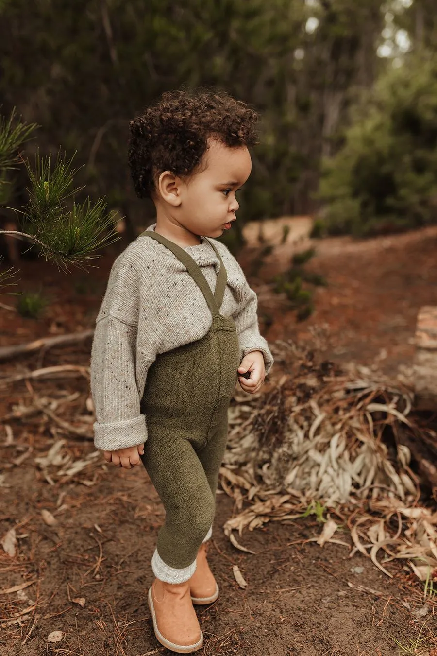 Teddy Footless Warmy Tights - Olive