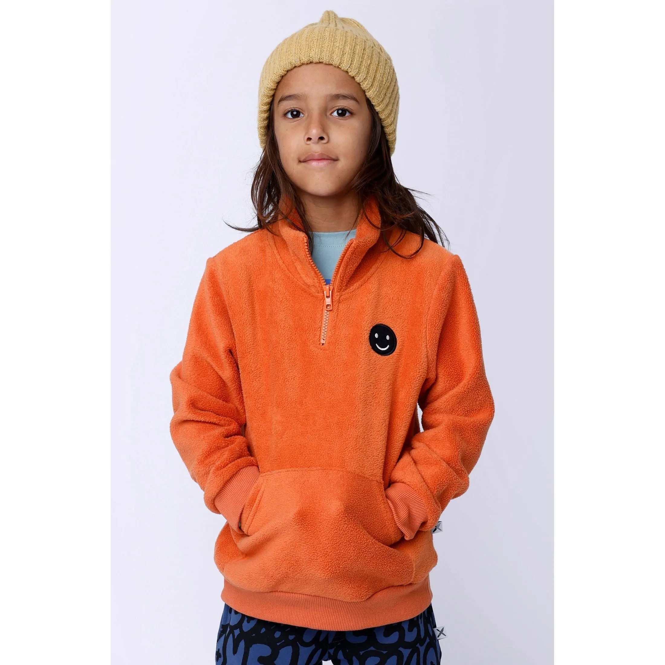 Teddy Half Zip Crew - Orange