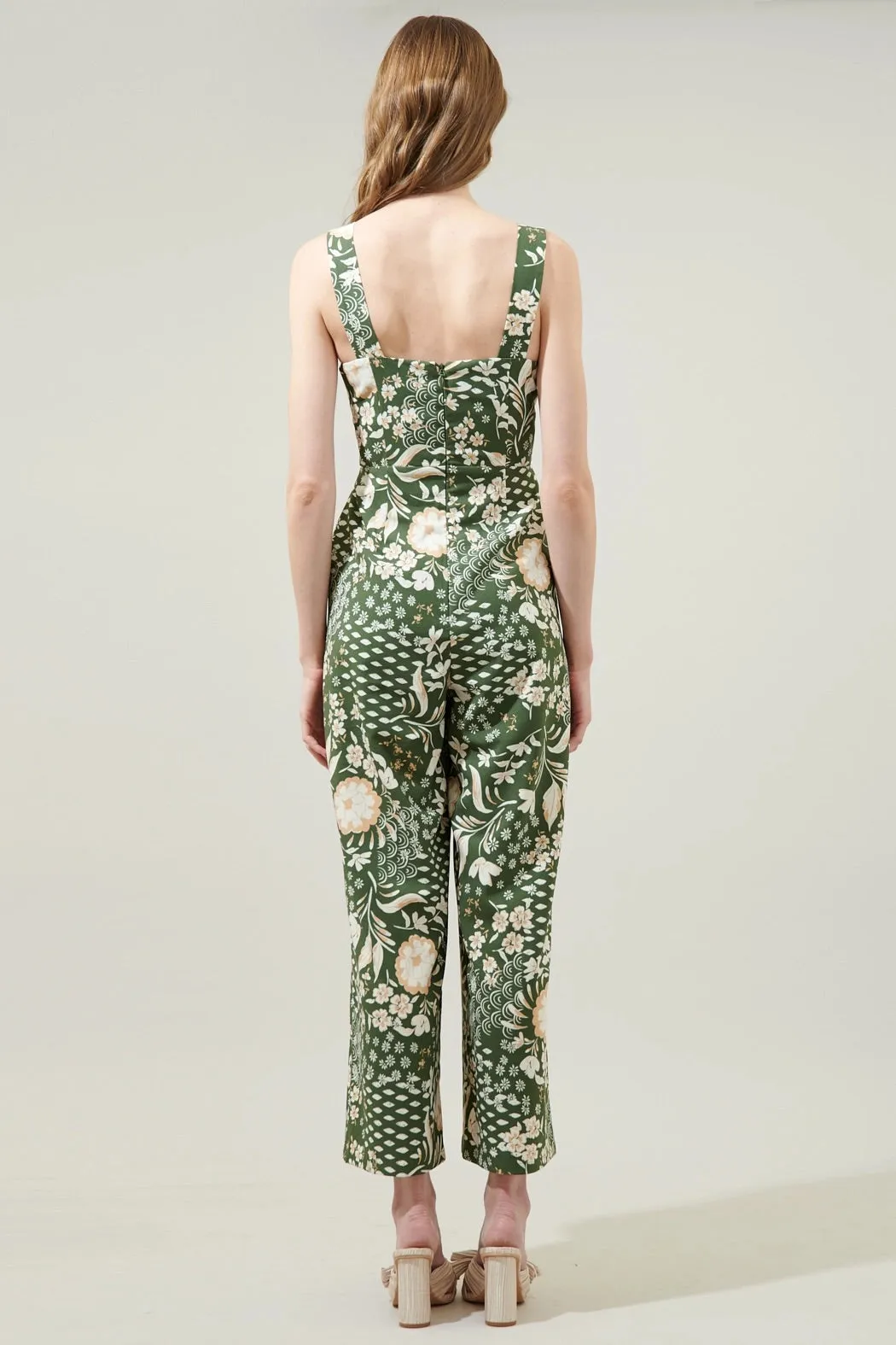 Terri Floral Sweet Stuff Wide Leg Jumpsuit - Olive Green