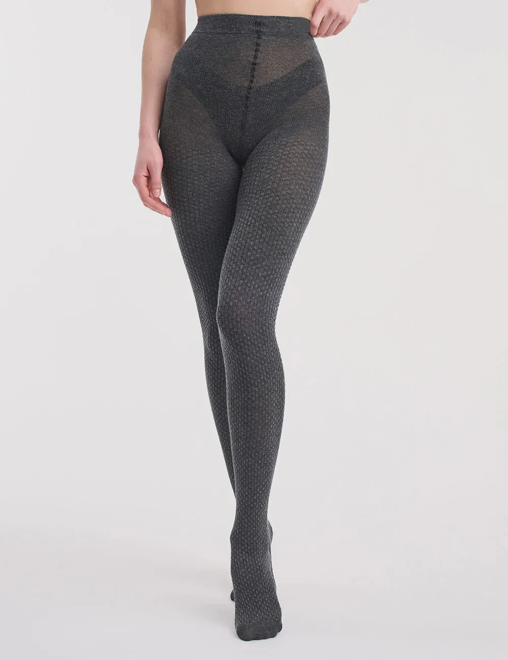 Textured Knit Tight - Charcoal