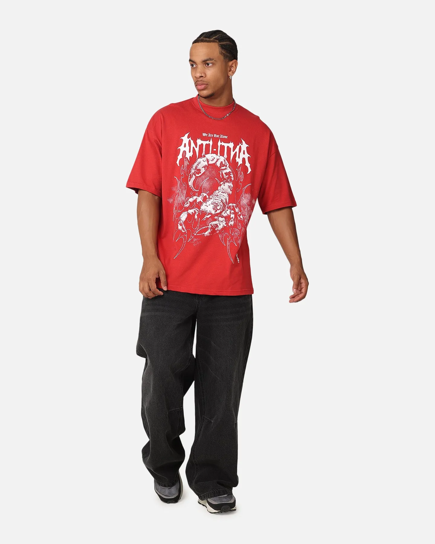 The Anti Order Invasion Mock Neck T-Shirt Red