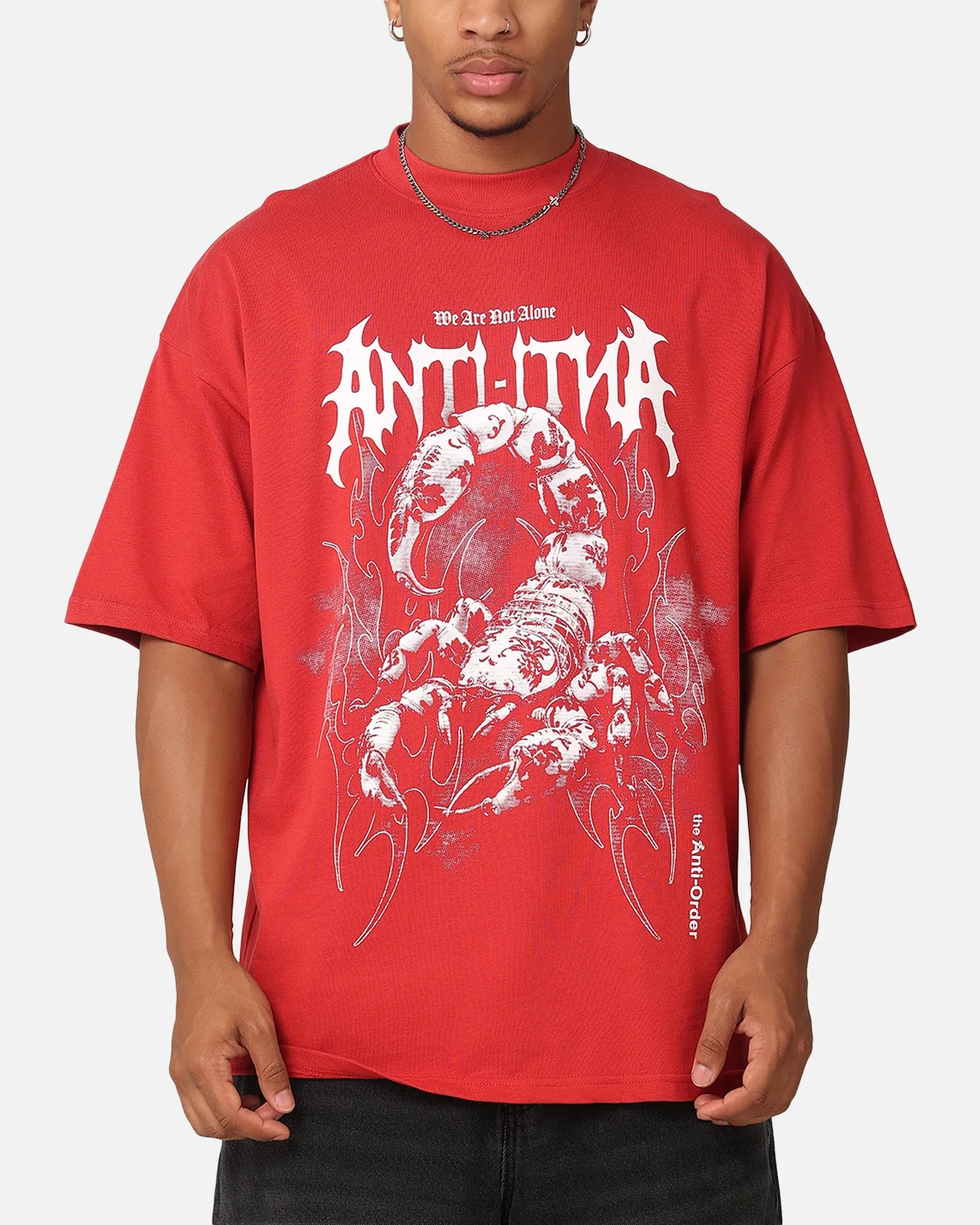 The Anti Order Invasion Mock Neck T-Shirt Red