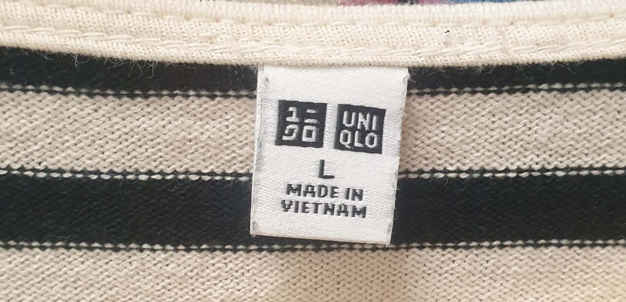 Uniqlo black and white cotton striped half sleeve dress size L