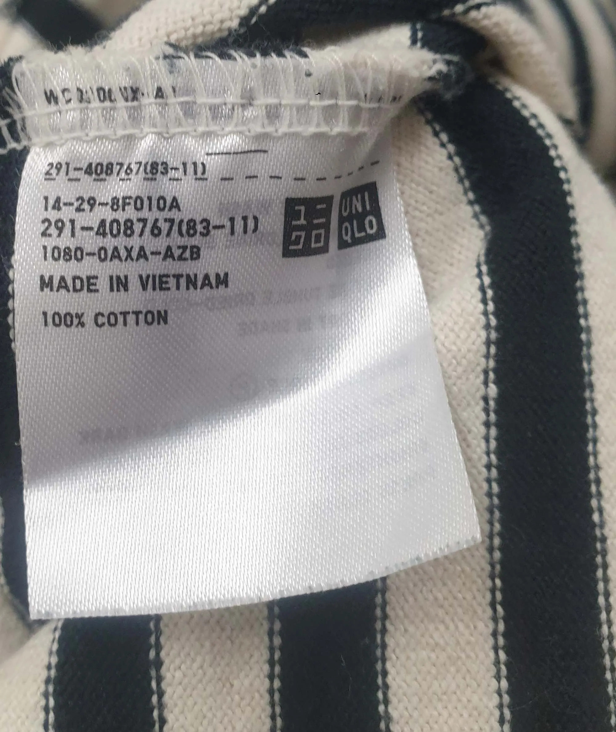 Uniqlo black and white cotton striped half sleeve dress size L