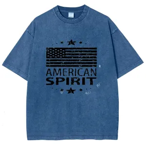 Unisex American Spirit Flag Star Graphic Vintage Washed Tee