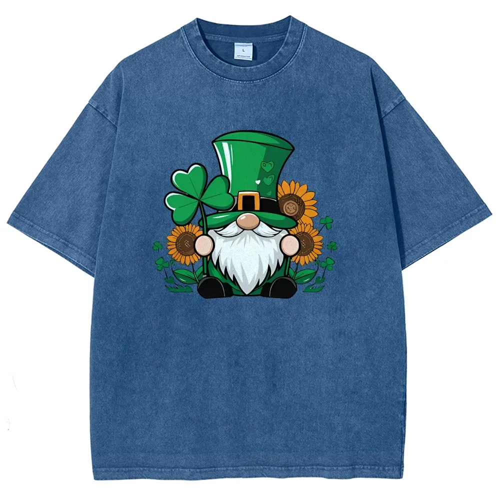 Unisex Vintage Happy St. Patrick's Day Shamrock Graphic Washed Tee