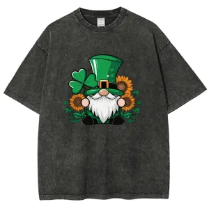 Unisex Vintage Happy St. Patrick's Day Shamrock Graphic Washed Tee