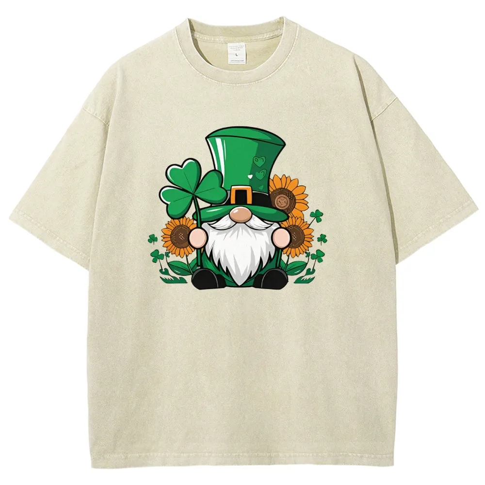 Unisex Vintage Happy St. Patrick's Day Shamrock Graphic Washed Tee