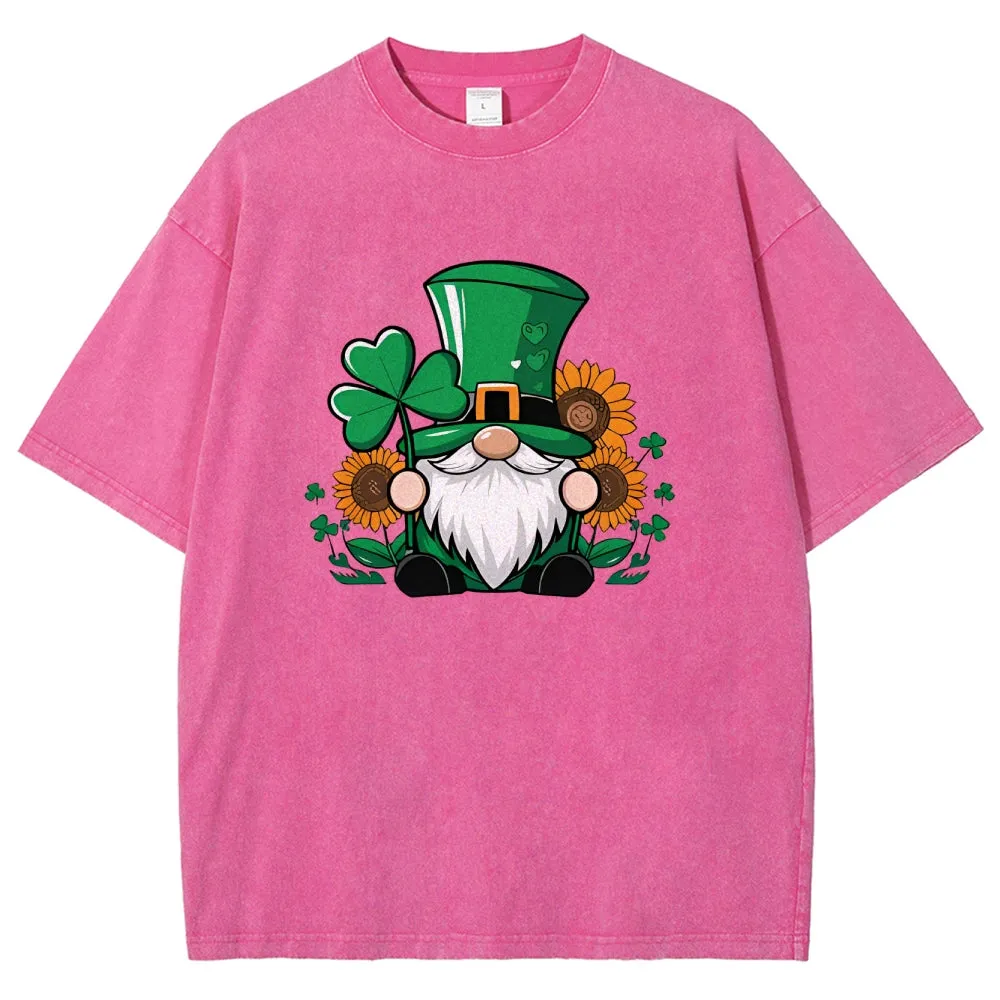 Unisex Vintage Happy St. Patrick's Day Shamrock Graphic Washed Tee
