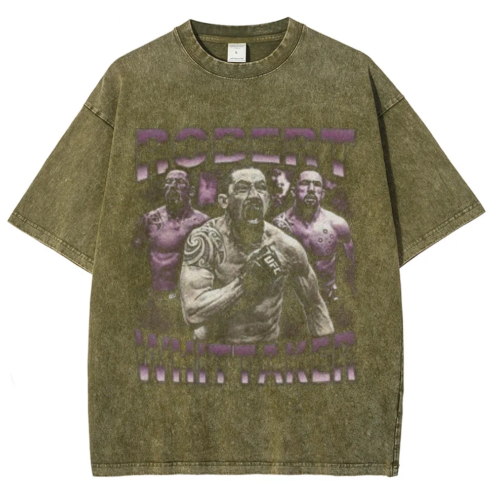 Unisex Vintage Robert Whittaker Graphic Short Sleeve Washed T-shirt
