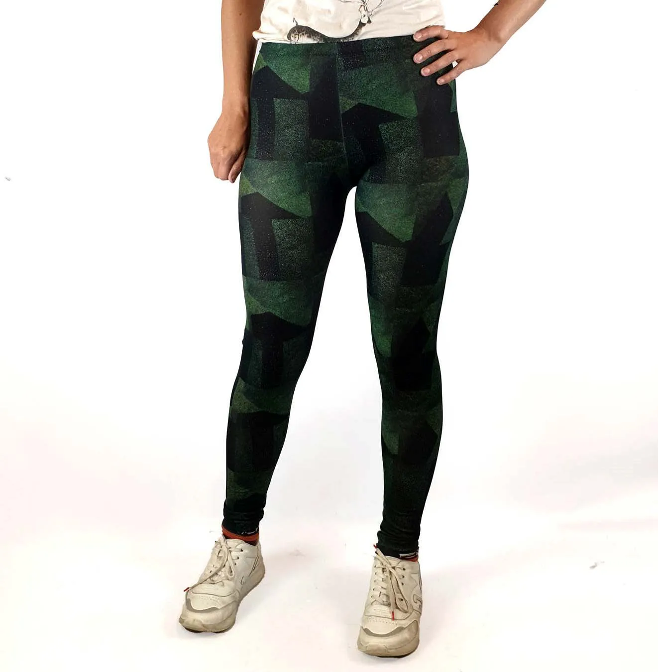 Uptights green-based print yoga tights/leggings